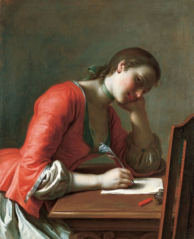 Young Girl Writing a Love Letter