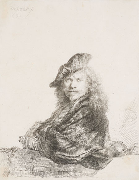 Rembrandt van Rijn's, Self-Portrait Leaning on a Stone Sill, 1639