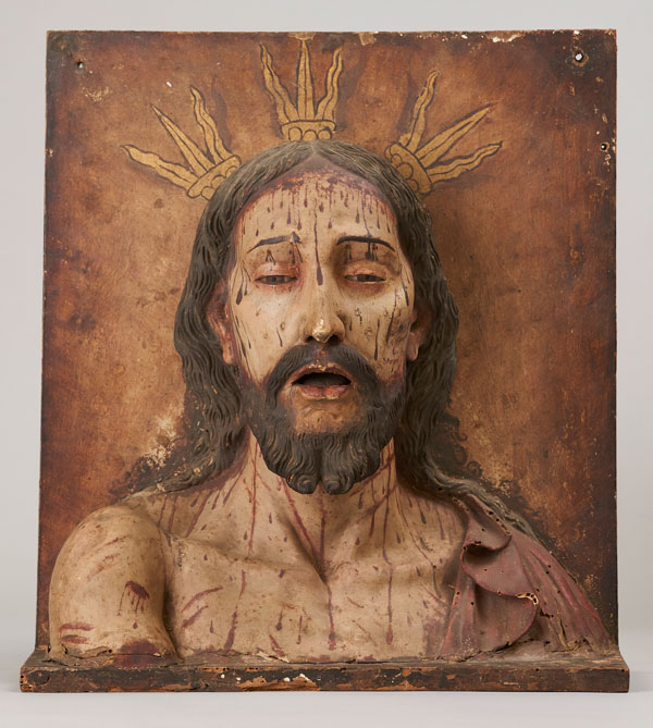 Wooden sculpture of the head of Jesus