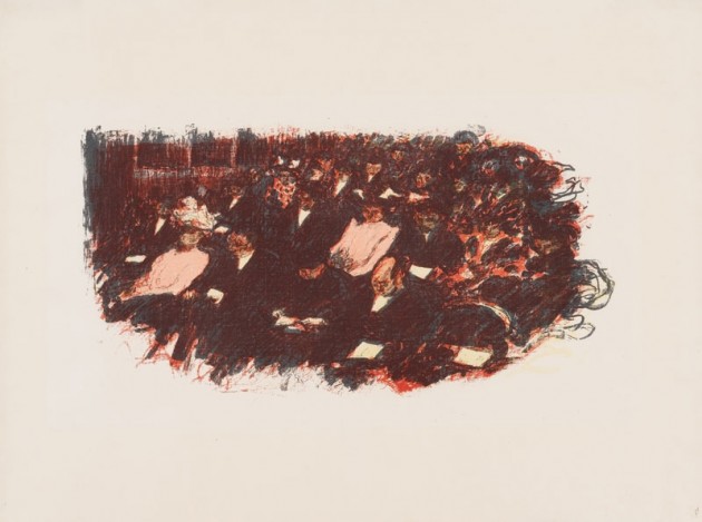 Bonnard's lithograph of a crowd seated in a Parisian theater in 1899