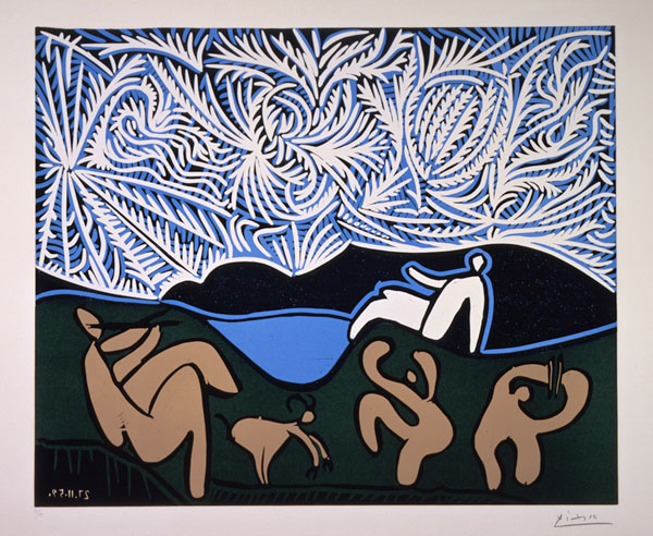 Picasso's 1959 linocut of a bacchanal
