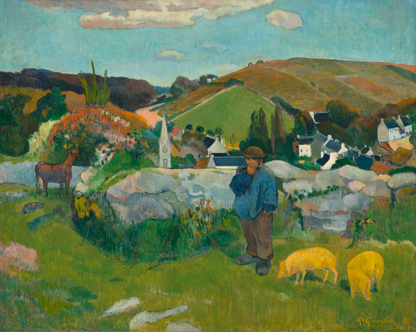 Gauguin's painting of a swineherd on a hill
