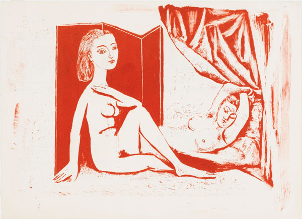 Picasso's lithograph of two nude women