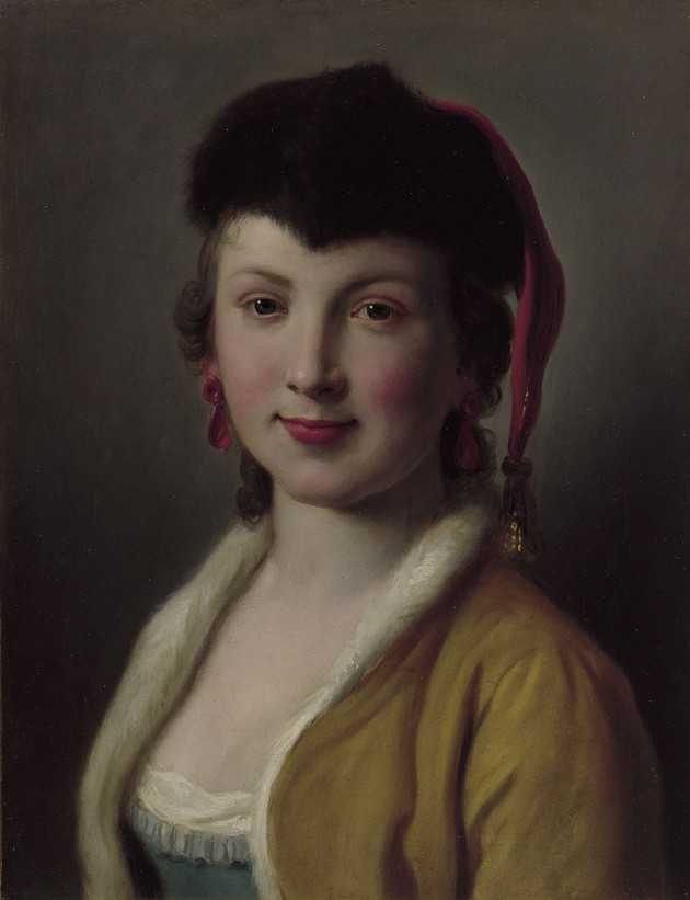 Portrait of a Woman with Gold Jacket, Fur, Hat with Gold Tassel