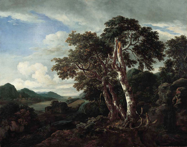 Ruisdael's "Three Great Trees in a Mountainous Landscape with a River"