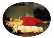 Devéria's painting of a young woman reclining on a daybed smoking a cigarette
