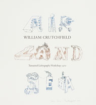 William Crutchfield's title lithograph spelling the words AIR LAND SEA, Tamarind Lithography Workshop, 1970