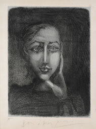 Picasso's lithograph of Francoise Against a Gray Background