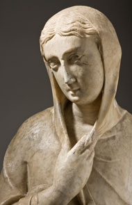 The Virgin Annunciate marble sculpture detail