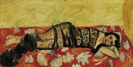 Matisse's painting of a woman with dark hair reclining on a day bead