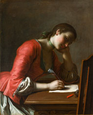 Rotari's Young Girl Writing a Love Letter painting