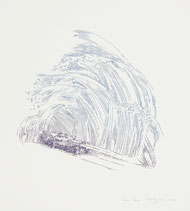 The eleventh print in William Crutchfield's AIR LAND SEA series, depicting a car driving through a wall of waves. 