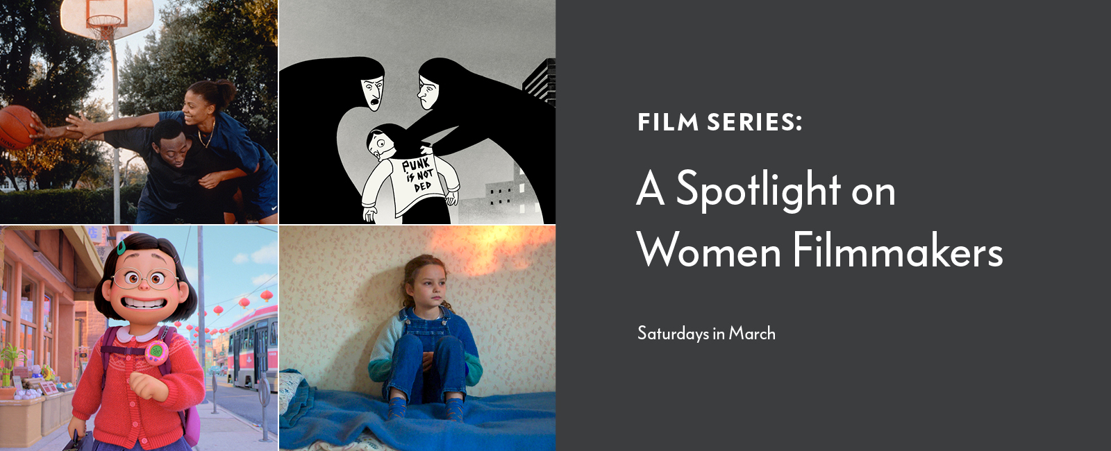 Banner promoting Spotlight on Women Filmmakers film series